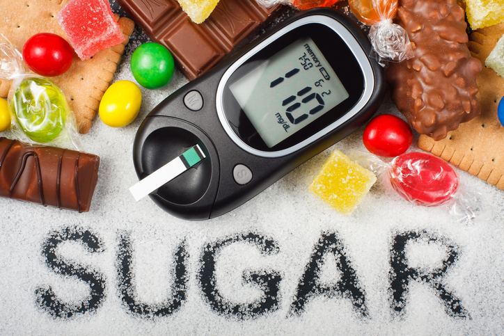 Unhealthy sugar and diabetes concept