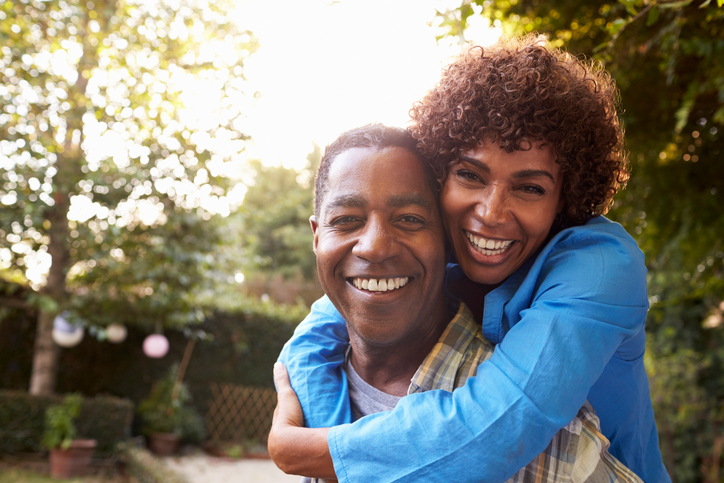 Older African American couple happy
