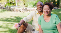 African American couple happy outside