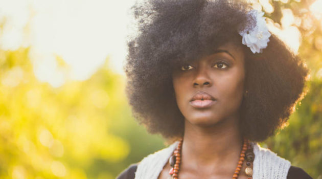 African American woman natural hair outside