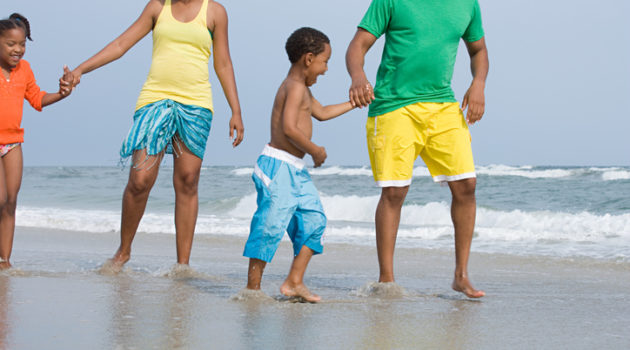 African American family at beach