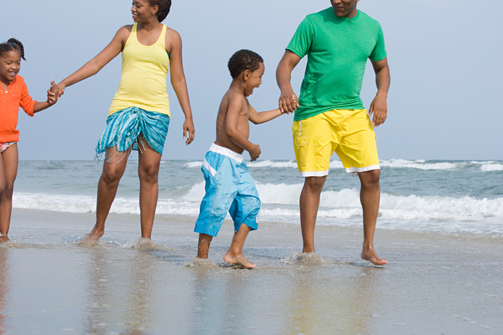 African American family at beach