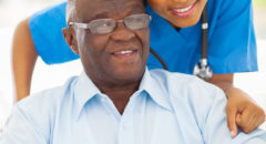 African American man and doctor nurse caregiver